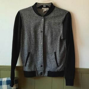 Lightweight Bomber Baseball Jacket Black Gray Small